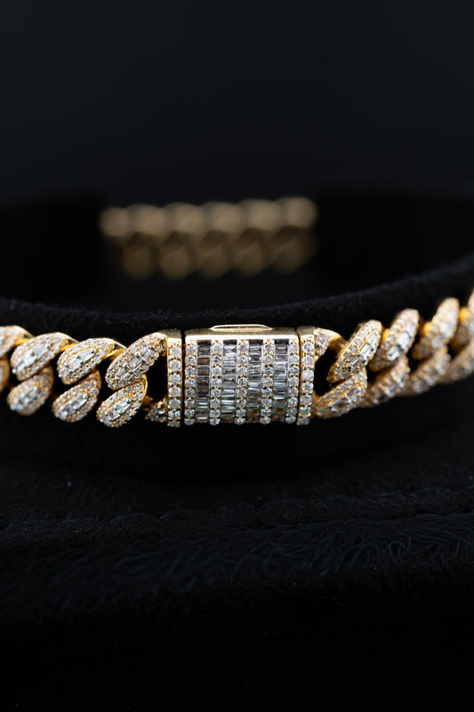 10K Yellow Gold Diamond Cuban Bracelet – 8" / 8mm – 3.8ctw Natural Diamonds – 26.5g