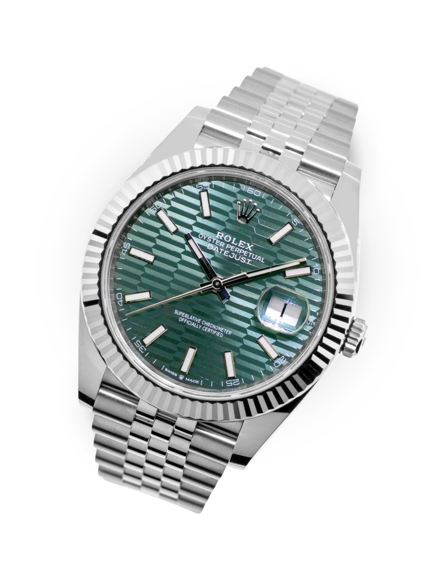 Brand New 2024 Mint Green Motif Datejust Jubilee Fluted DISCONTINUED 126334-0030 image 2