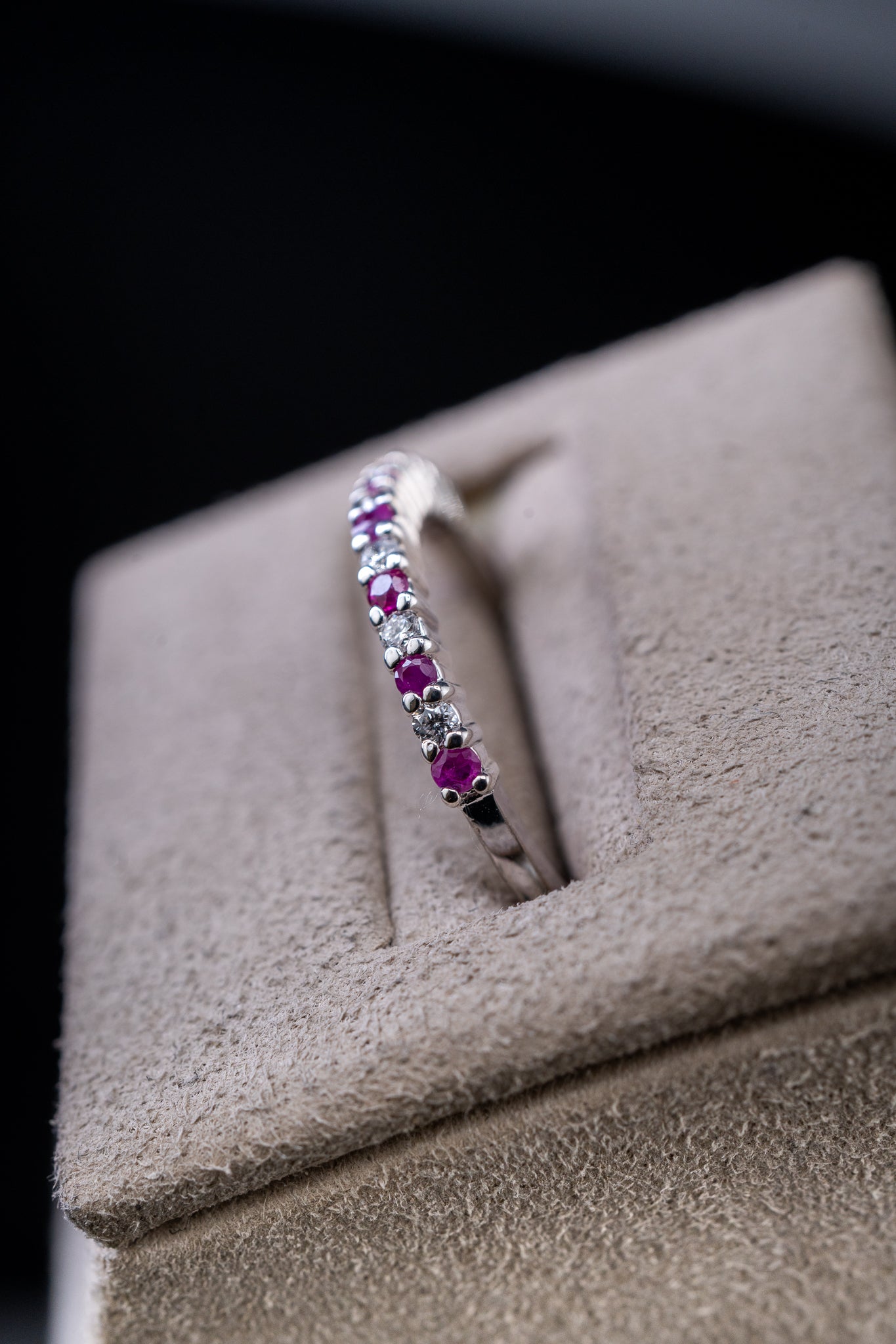 14K White Gold Ruby & Diamond Ring, 0.15 CTW, Size 6.75