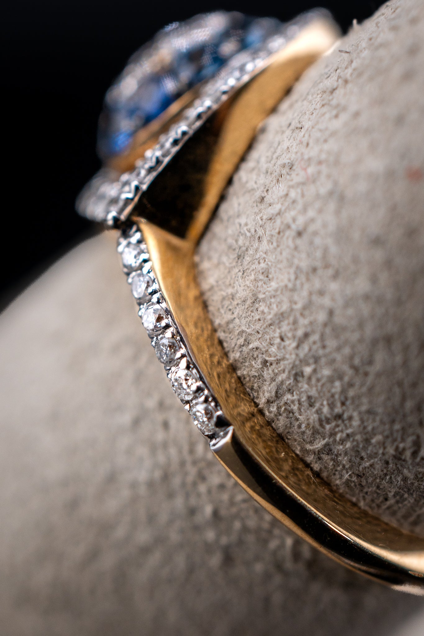 14K Yellow Gold Evil Eye Blue Sapphire & White/Black Diamond Ring, 0.30 CTW, Size 7