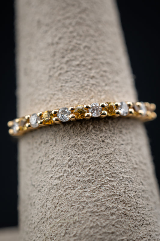 14K Yellow Gold Yellow Sapphire & Diamond Ring, 0.20 CTW, Size 7