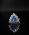 14K Yellow Gold Tanzanite and Diamond Triangle Fancy Ring Size 7