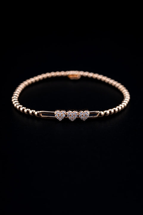 Hulchi Belluni 18K Rose Gold Diamond Heart Bar Stretch Bracelet