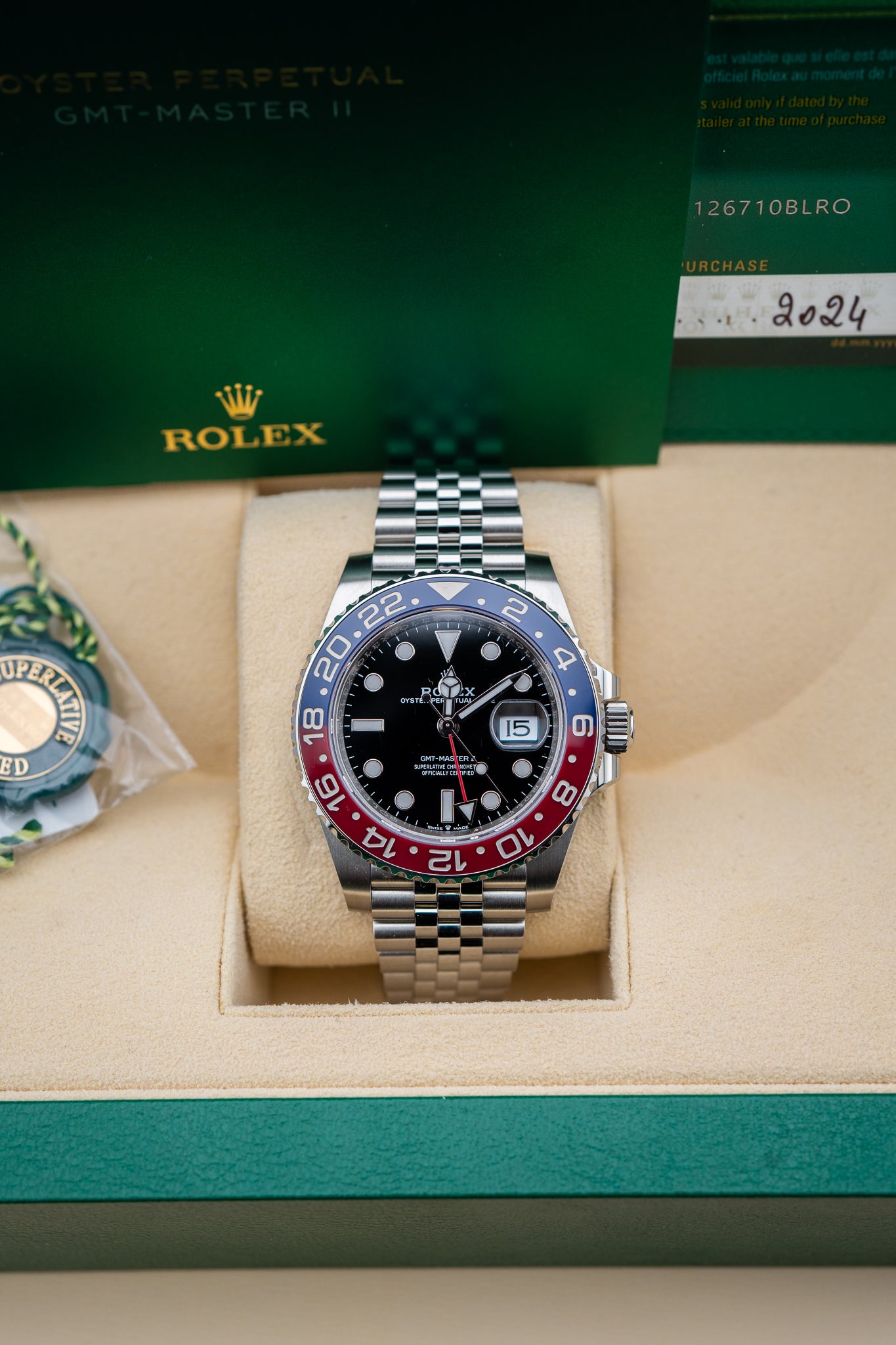 2022 Rolex GMT-Master II “Pepsi” – 126710BLRO – Stainless Steel – Preowned – Complete Set