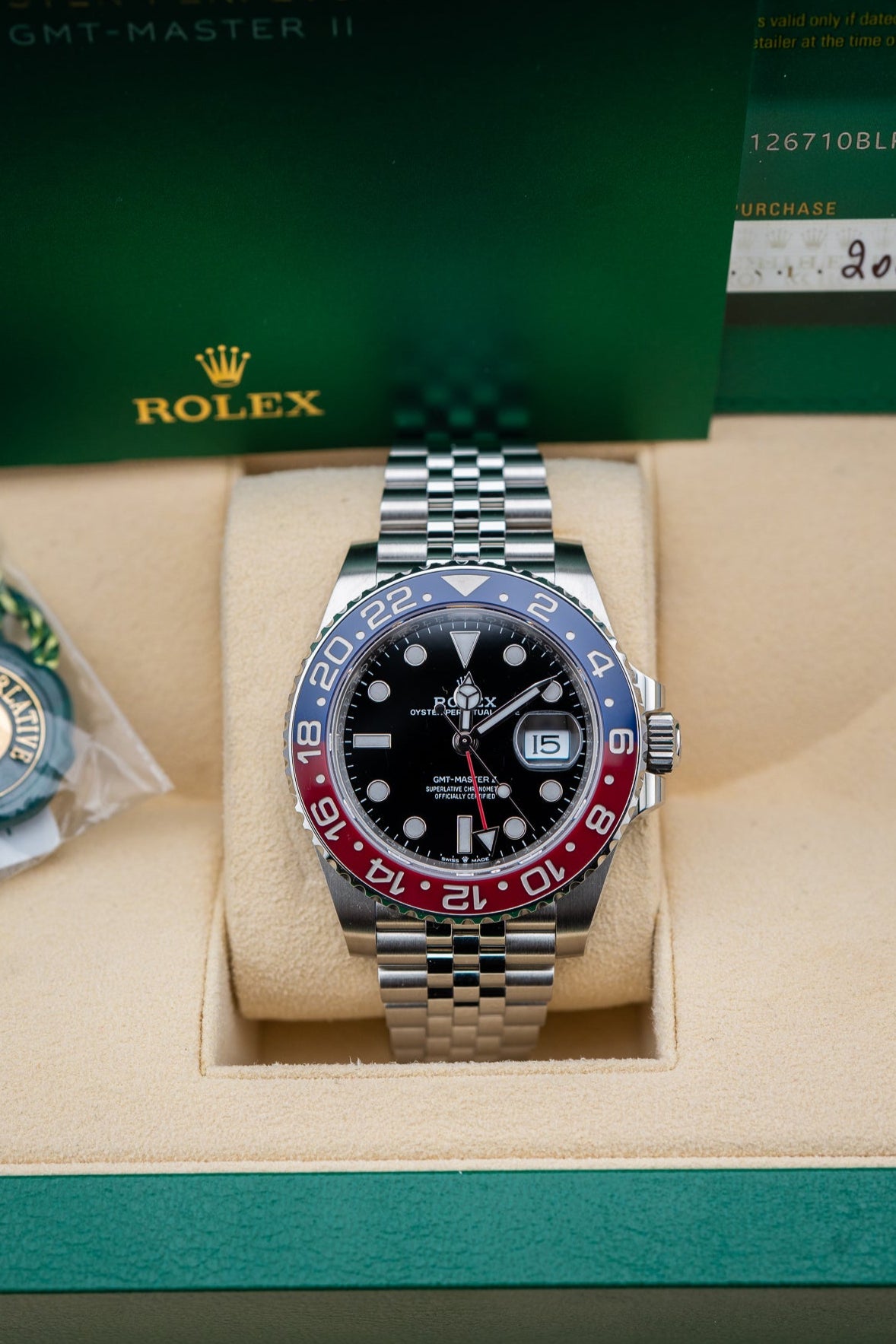2022 Rolex GMT-Master II “Pepsi” – 126710BLRO – Stainless Steel – Preowned – Complete Set