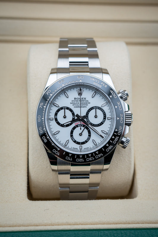 2025 Rolex Cosmograph Daytona “Panda” – White Dial – Stainless Steel – Brand New Complete Set