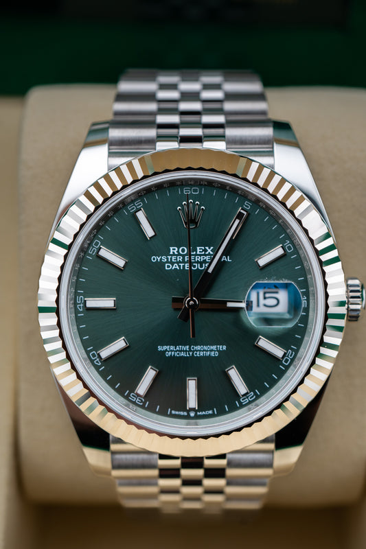 Rolex Datejust 41 Mint Green Dial – Ref. 126334 – Brand New 2025 Complete Set