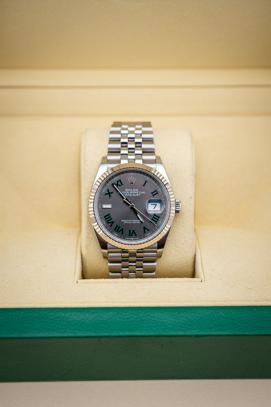 2025 Rolex Datejust 36 – Wimbledon Dial – Stainless Steel – Pre-Owned Complete Set