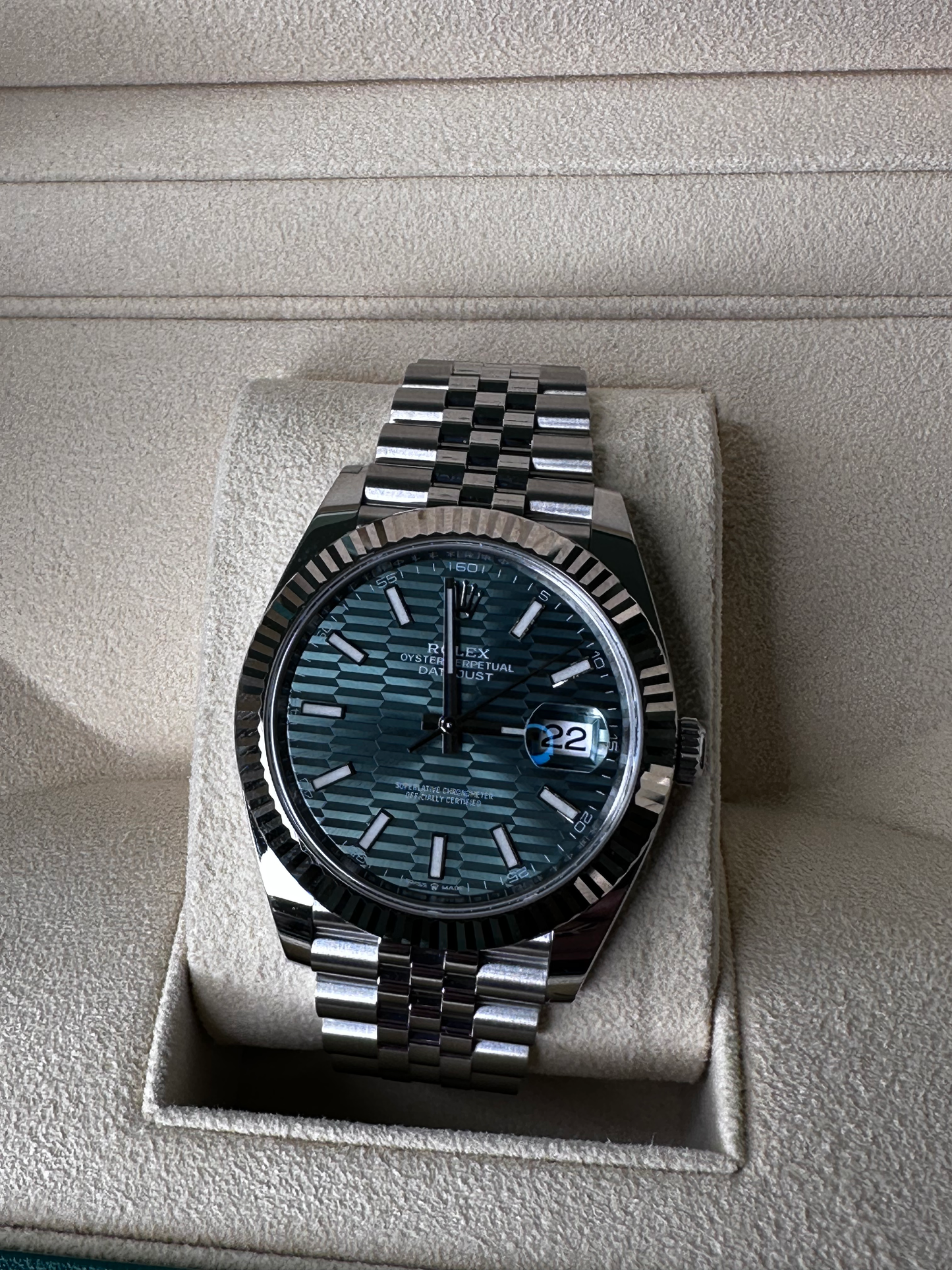 Brand New 2024 Mint Green Motif Datejust Jubilee Fluted DISCONTINUED 126334-0030 image 7