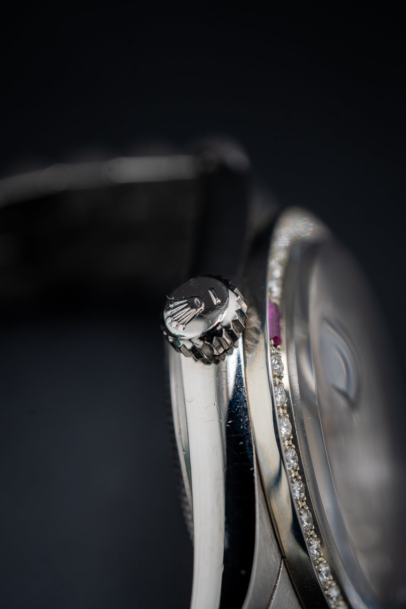 Rolex Datejust 36 – Stainless Steel, Custom Silver Dial w/ Diamond Markers & Ruby/Diamond Bezel