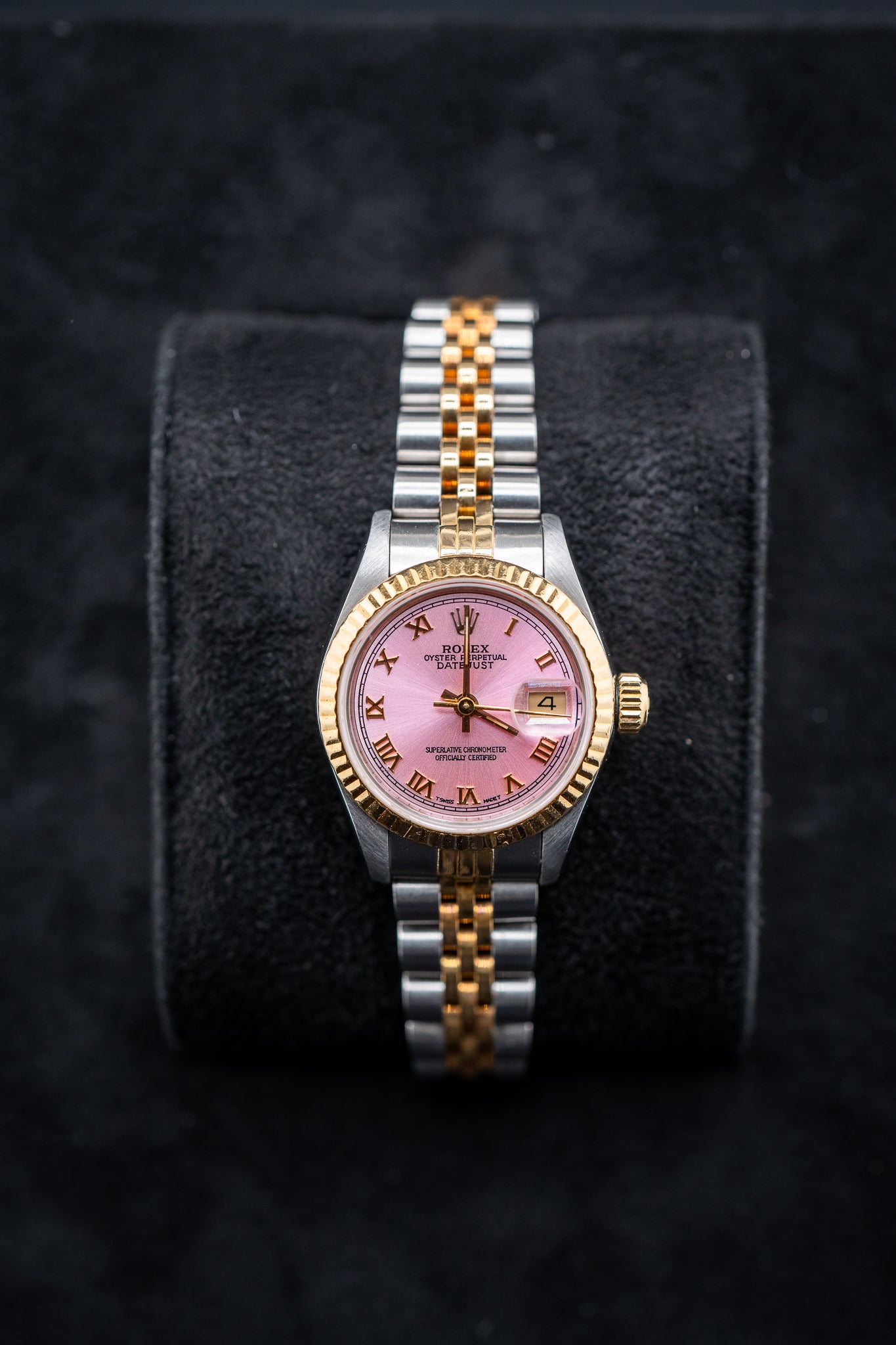 Preowned Rolex Ladies Two-Tone Datejust – Ref. 69173 – Custom Pink Roman Dial