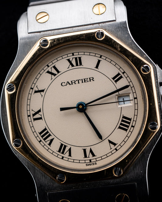 Cartier Santos Octagon LM W2001583 SS/K18YG Ivory Dial Quartz Watch Only