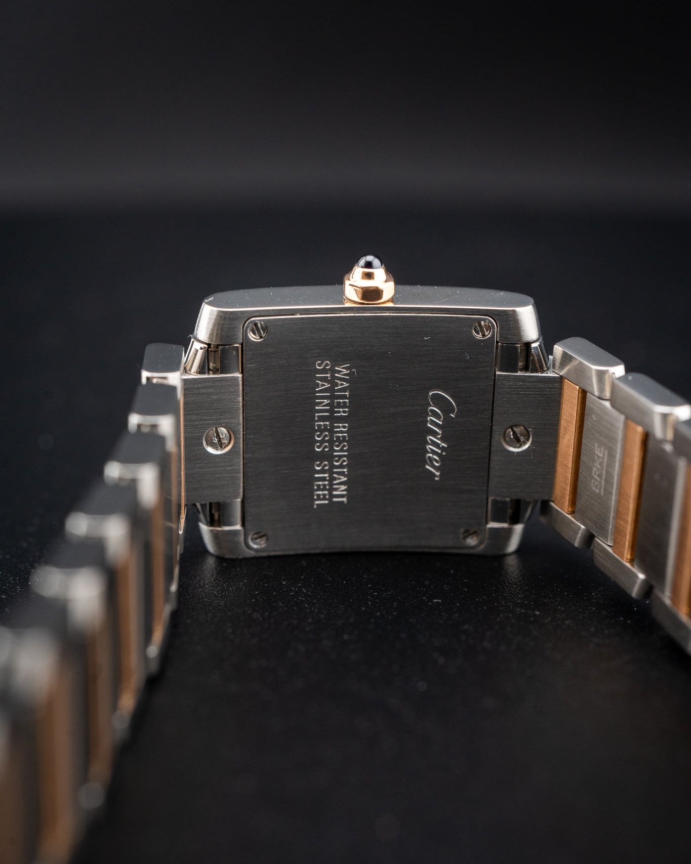 Cartier Tank Française Steel & Yellow Gold Pink Mother of Pearl Ladies Watch W51027Q4