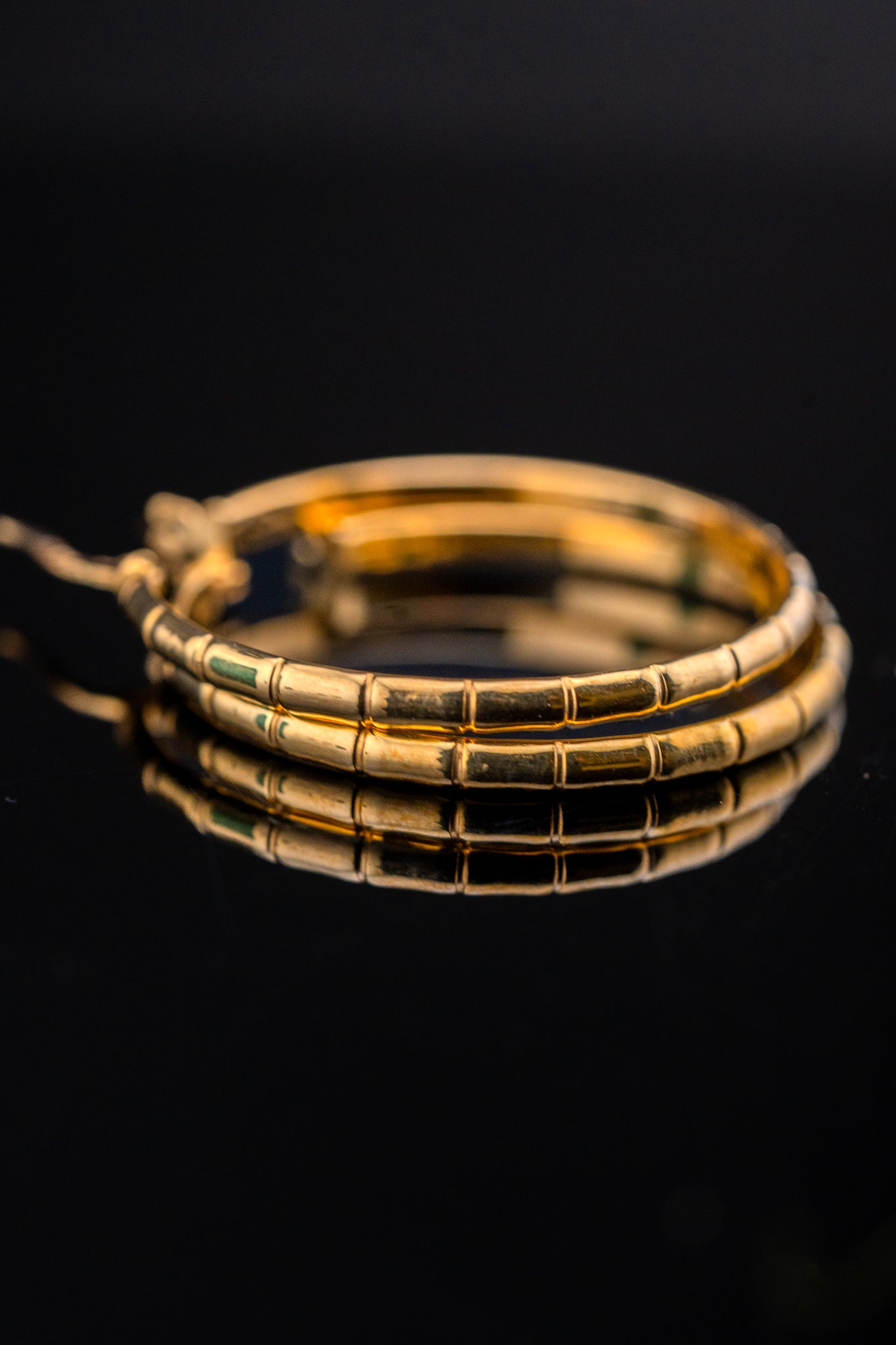 14K Yellow Gold Textured Hoop Earrings