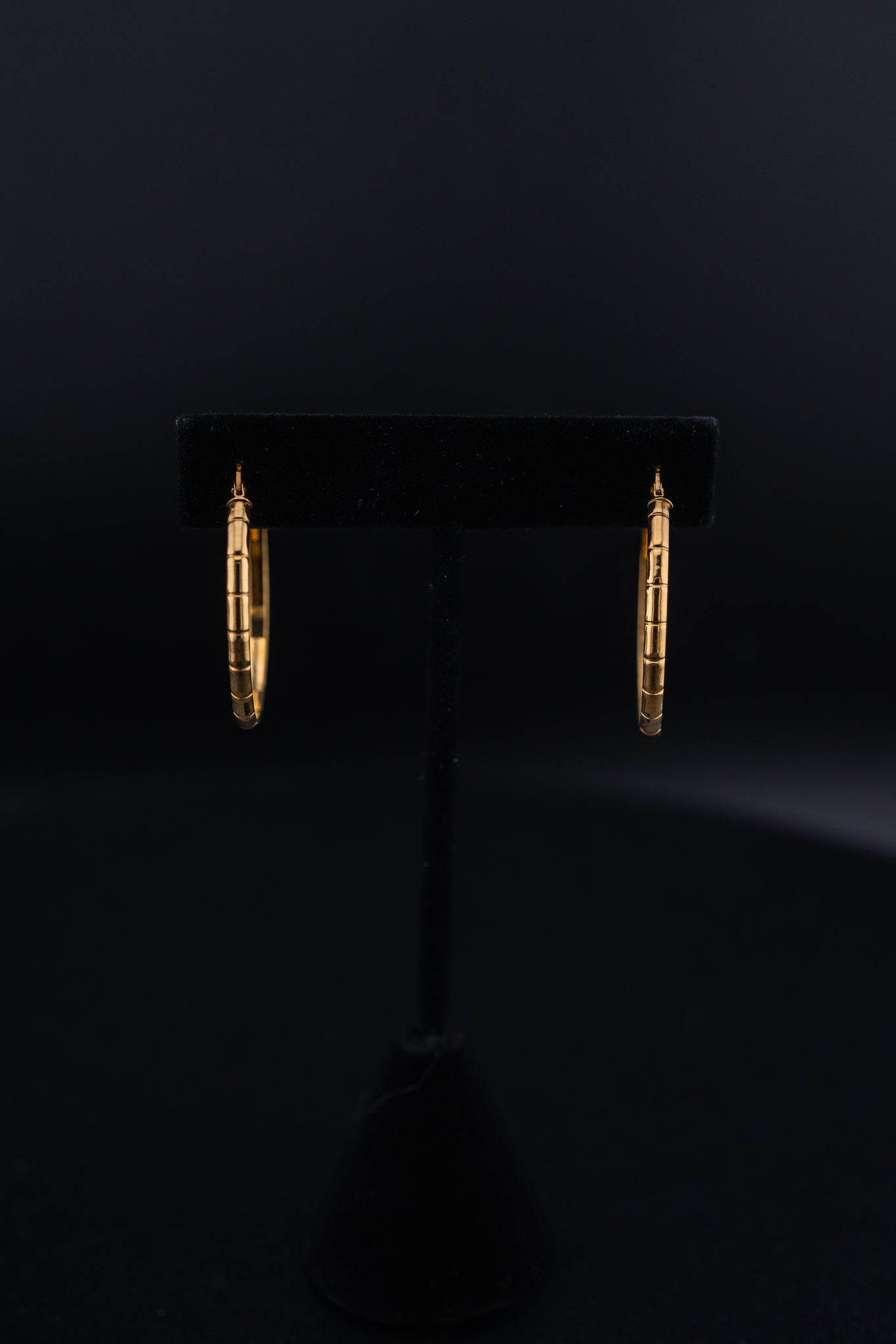 14K Yellow Gold Textured Hoop Earrings