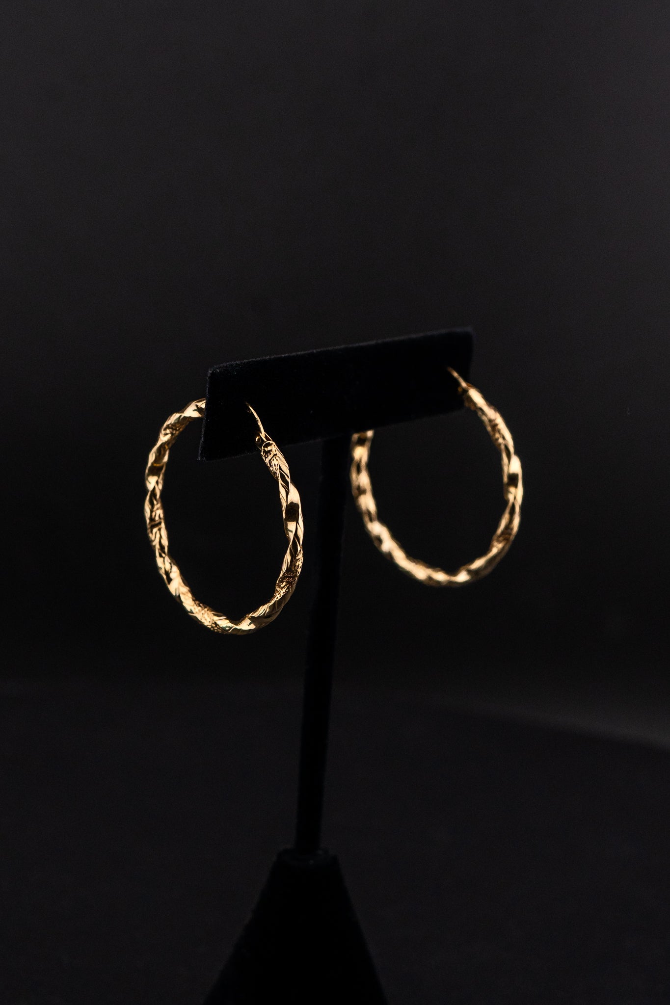 14K Yellow Gold Twisted Hoop Earrings