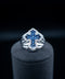 10K White Gold Natural Diamond & Sapphire Cross Ring