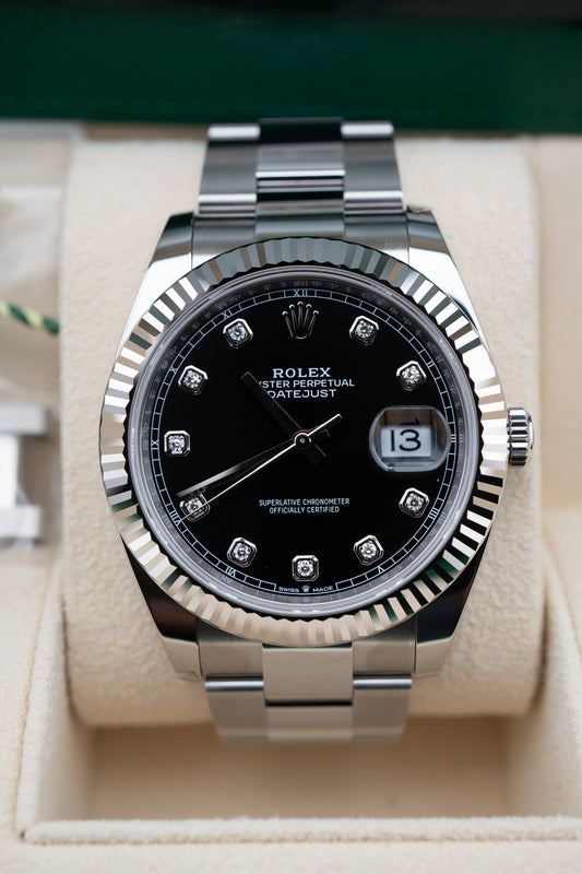 2023 Rolex Datejust 41 Black Dial with Diamond Markers – Ref. 126334