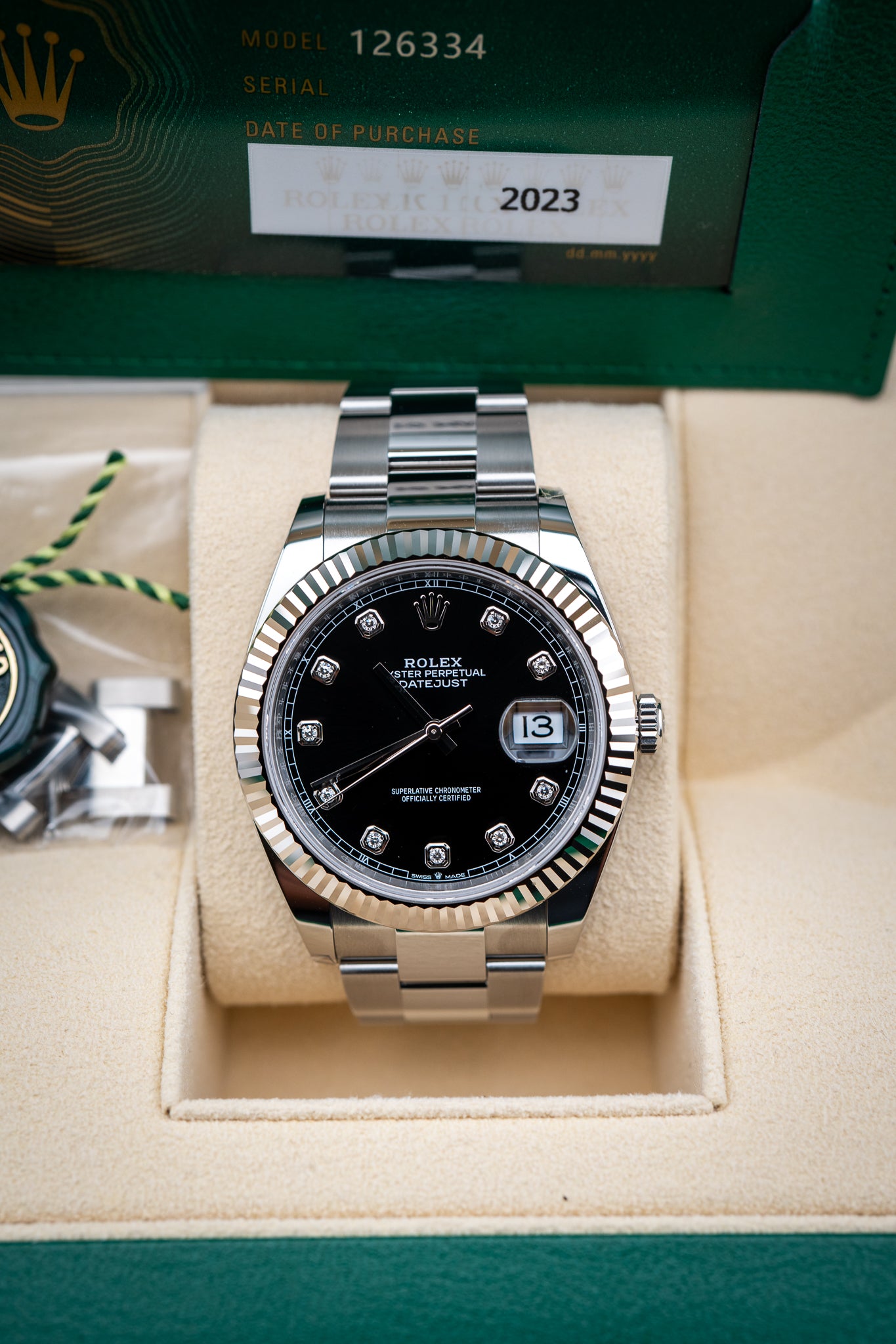 2023 Rolex Datejust 41 Black Dial with Diamond Markers – Ref. 126334 –
