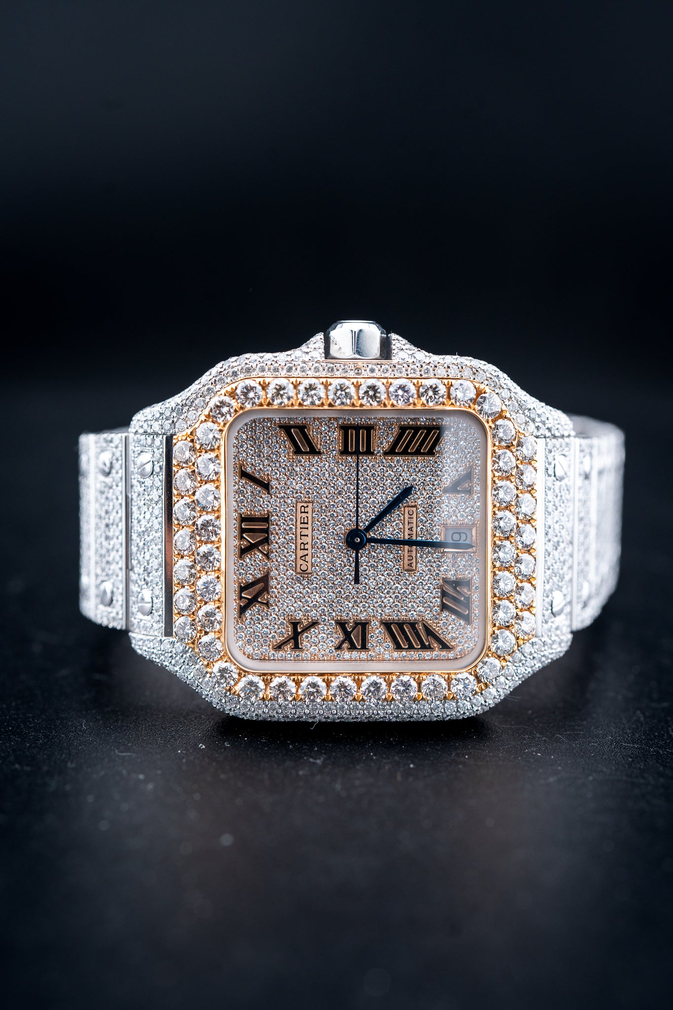 Cartier Santos XL Two-Tone – Full Bustdown VS+ Natural Diamonds