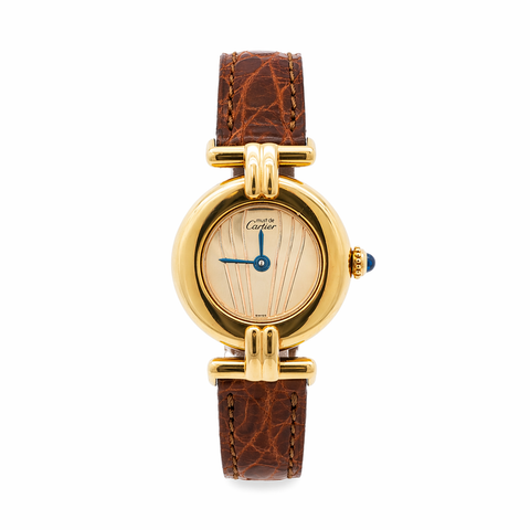 Cartier Colisée 18K Vermeil Brown Leather Strap Ladies Watch