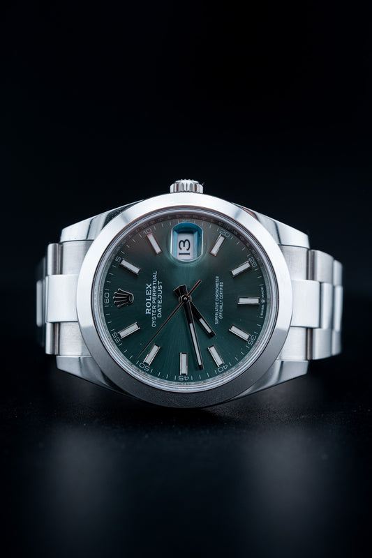 2023 Rolex Datejust 41 – Mint Green Dial – Smooth Bezel – Oyster Bracelet – Mint Complete Set