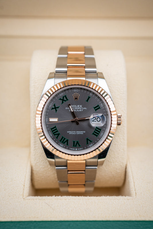 2022 Rolex Datejust 41 – Wimbledon Dial – Two-Tone Everose Gold – Oyster Bracelet – Like New Complete Set