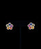 14K Yellow Gold Natural Rainbow Sapphire & Diamond Flower Stud Earrings – 3.62ct Sapphire / 0.79ct Diamonds
