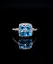 14K White Gold Light Blue Topaz & Diamond Flower Ring Size 7