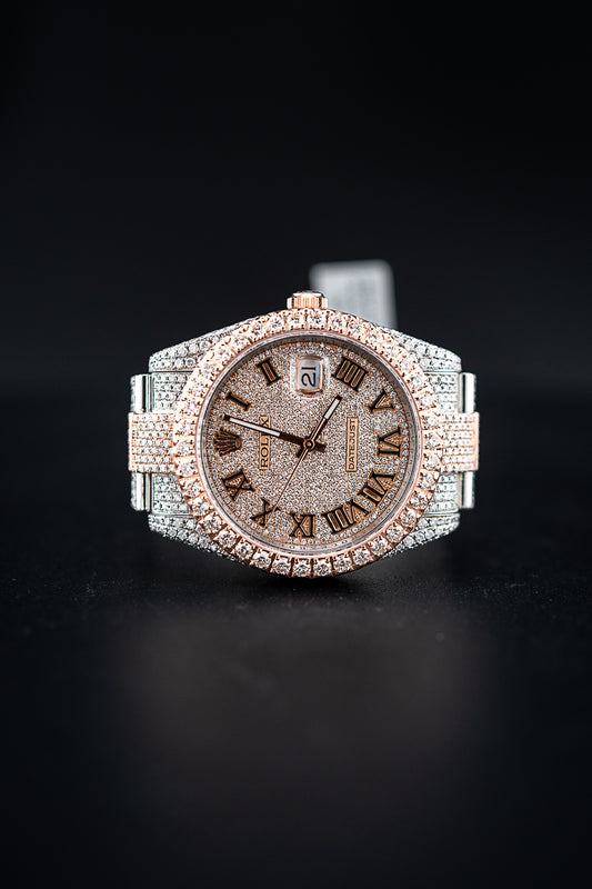 Rolex Datejust 41 – Two-Tone Rose Gold – Fully Iced Out with Natural Diamonds