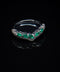 14K White Gold Emerald Tiara Ring with Natural Diamonds Size 6.75