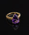10K Yellow Gold Pear Amethyst Ring with Diamond Accents Size 6.75