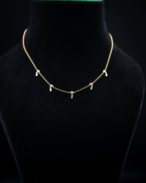 18K Yellow Gold Diamond Dangle Link Necklace – 0.60 CTW