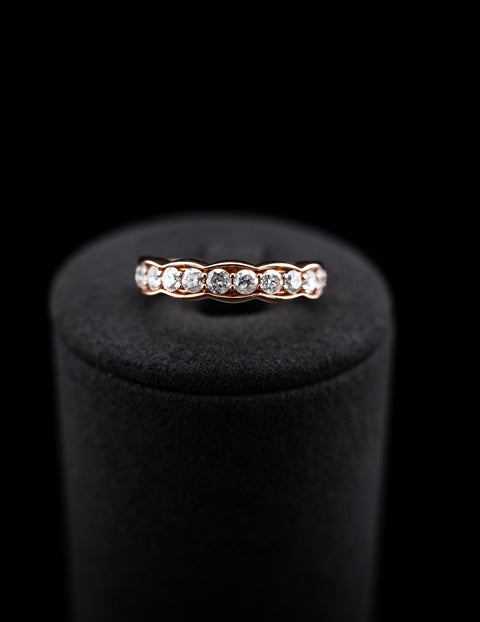 10K Rose Gold Natural Diamond Pave Band – 1.00 CTW – Size 6 – 3.8g