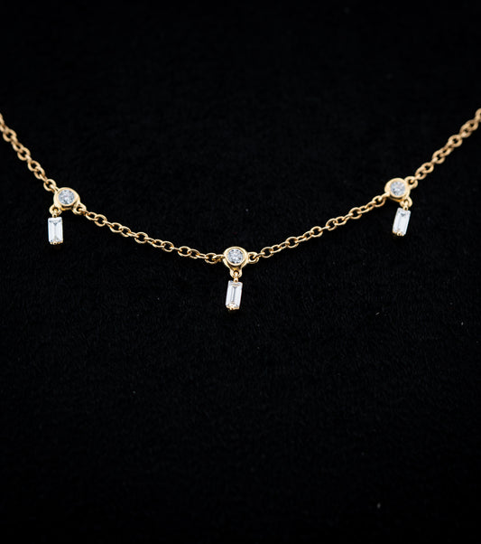 18K Yellow Gold Diamond Dangle Link Necklace – 0.60 CTW