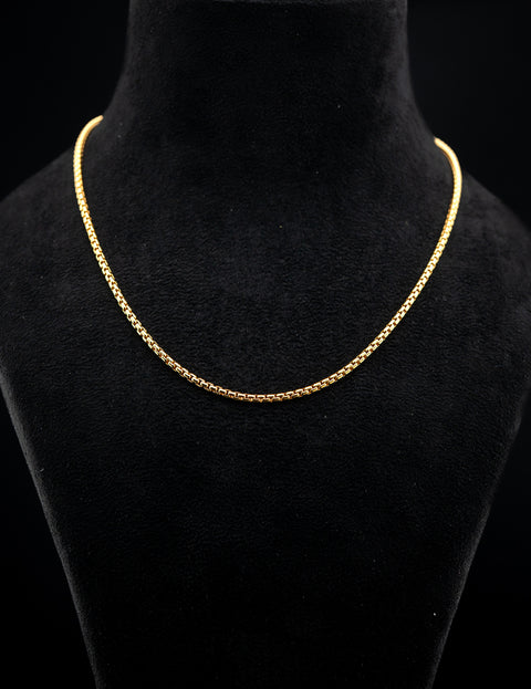 18K Yellow Gold Venetian Box Chain Necklace – 18” – 21.5g