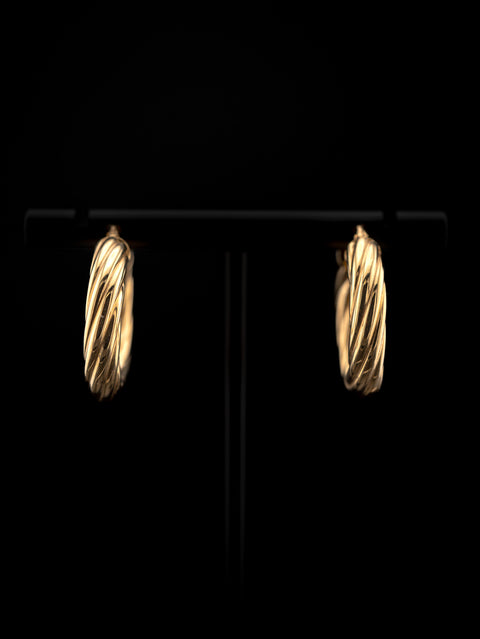 14K Yellow Gold Twisted Hoop Earrings 3.5g - 789