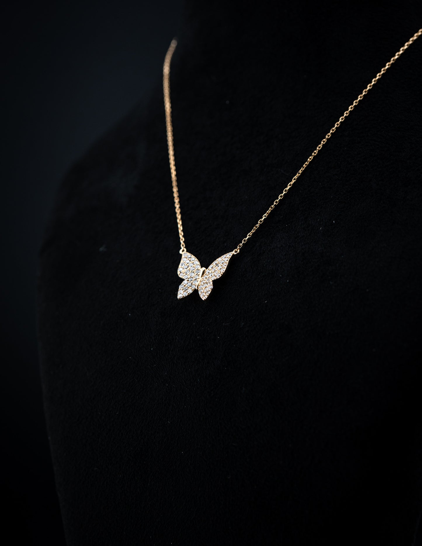 14K Yellow Gold Diamond Pavé Butterfly Pendant Set – 1.19ctw
