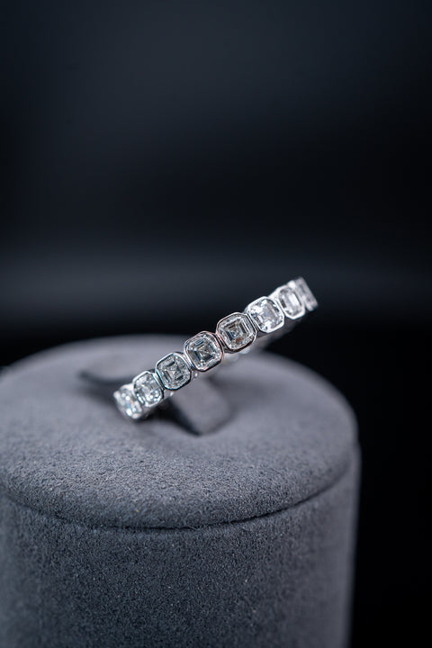 10K White Gold Asscher Cut Lab Diamond Eternity Band – 2.30 CTW – Size 6