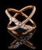 18K Rose Gold Diamond X/Crossover Ring Size 6.25