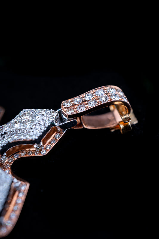 14K Yellow & Rose Gold Natural Diamond Cross Pendant – 3.27 CTW