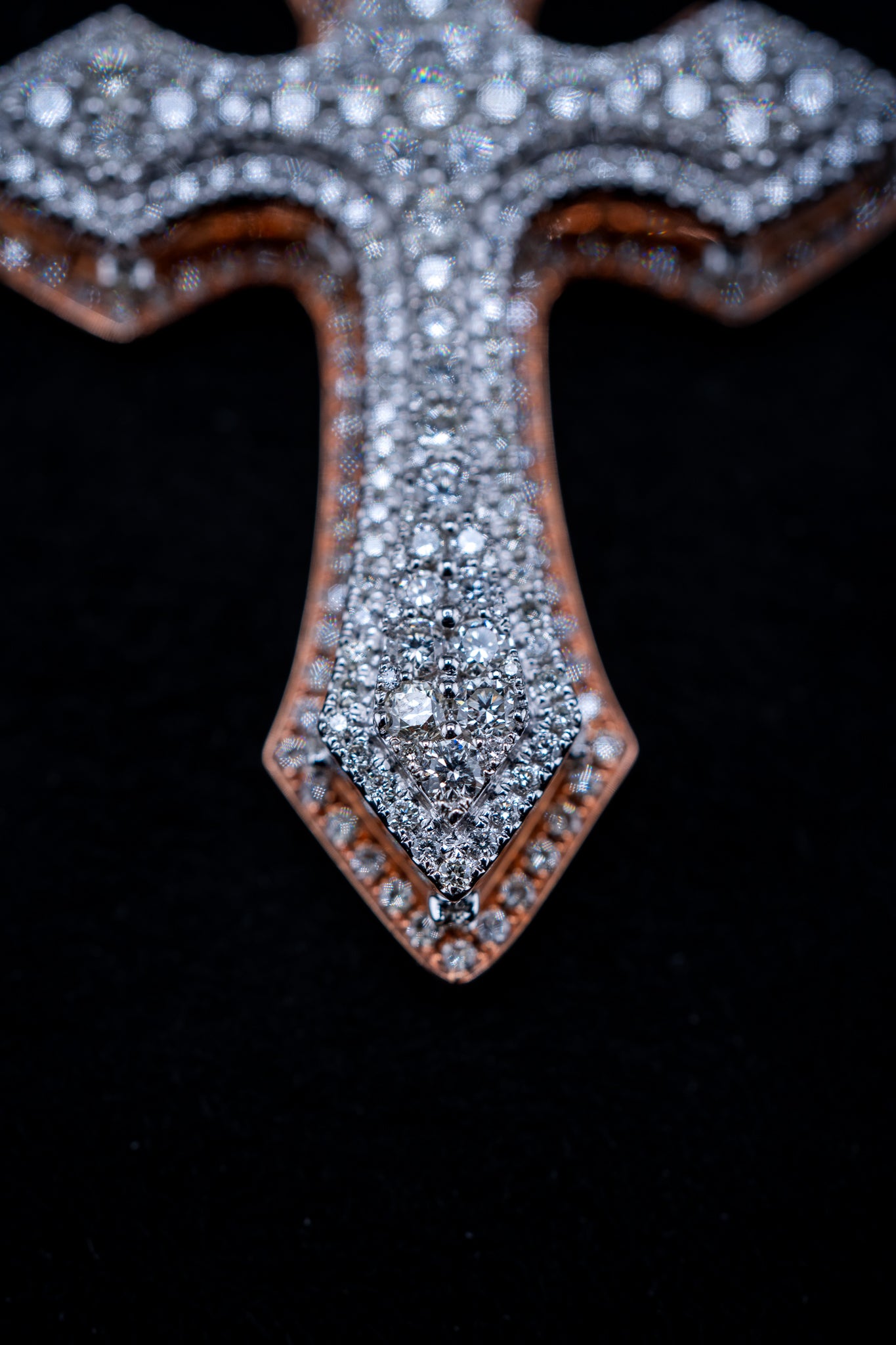 14K Yellow & Rose Gold Natural Diamond Cross Pendant – 3.27 CTW
