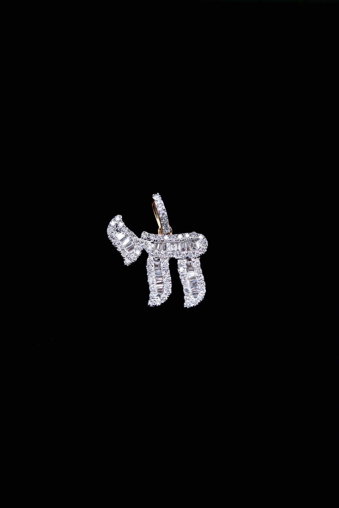 14K Yellow Gold Diamond Chai Pendant – 0.55 CTW