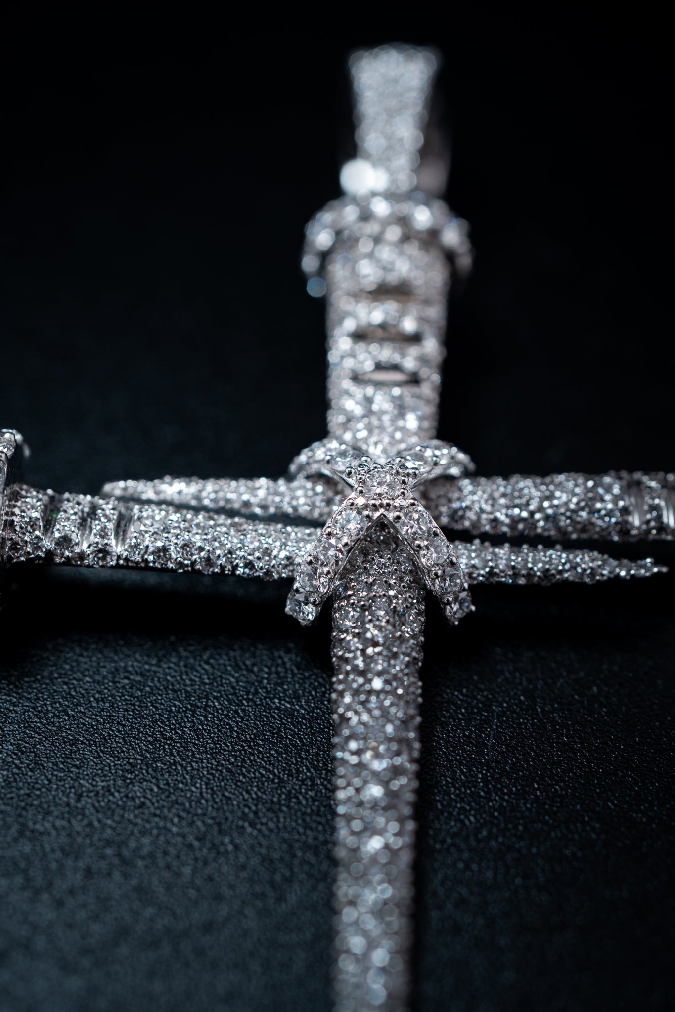 10K White Gold Nail Cross Pendant – 5.20 CTW Lab Diamonds
