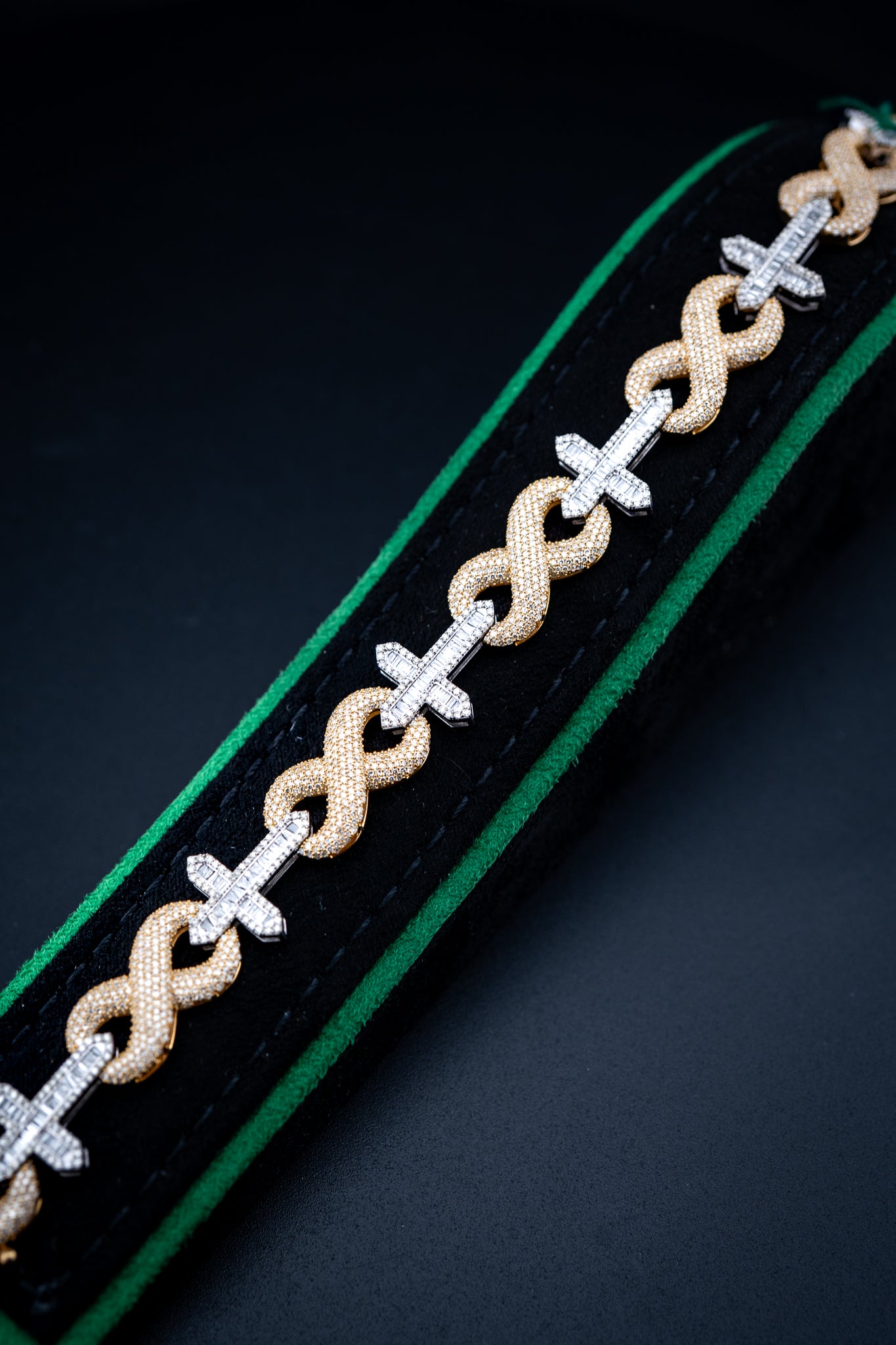 10K Yellow & White Gold Infinity Cross Bracelet – 7.09 CTW Natural Diamonds – Size 8 – 30.3g