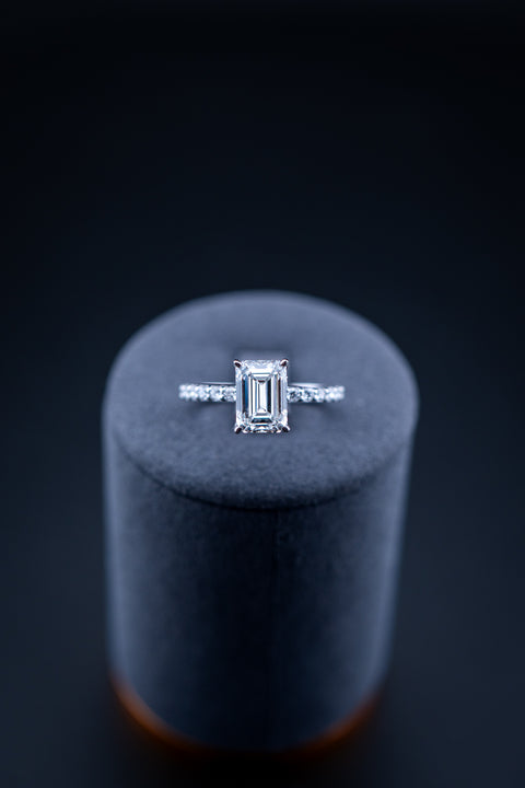 14K White Gold Lab Diamond Emerald Cut Ring – 2.51 CTW – Size 7