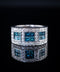 14K White Gold Pavé Blue Diamond Set Ring Size 6