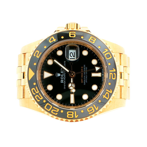 2025 Rolex GMT-Master II “Bumblebee” Yellow Gold Black & Gold Bezel – Ref. 126718GRNR – Like New Complete Set