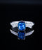14K White Gold Blue Sapphire Center Stone & Diamond Ring Size 6.75