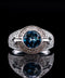 14K White Gold Blue Topaz & Diamond Ring Size 6.5